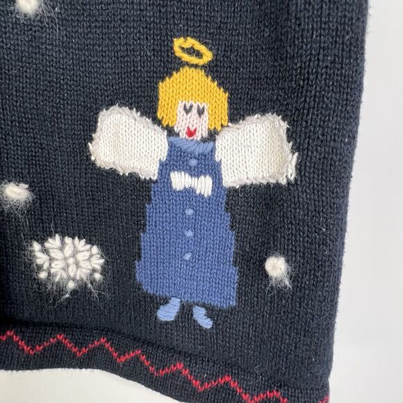 Nutcracker Womens Christmas Navy Blue Button Vest Sz M Snowman Angel Gingerbread - Picture 8 of 10